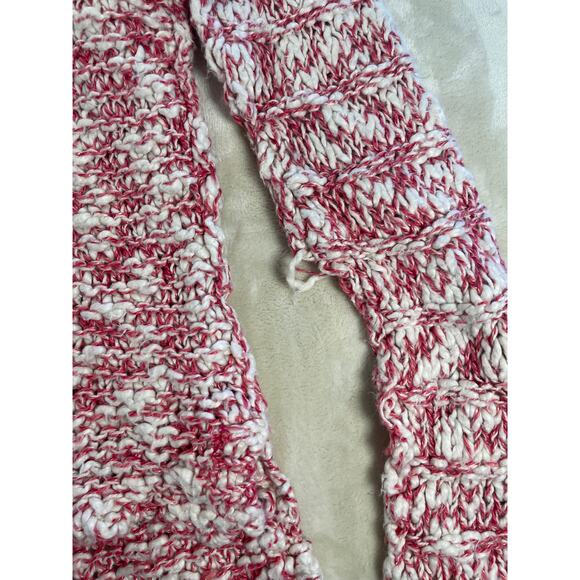 Free People Womans Stretchy Red & Cream V Neck Knit Sweater Top M - Picture 8 of 11